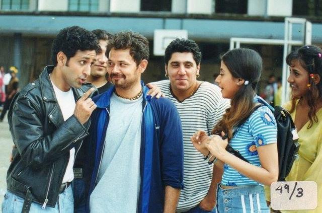 Mak Singh with the cast in a production still from Dillagi, 1998