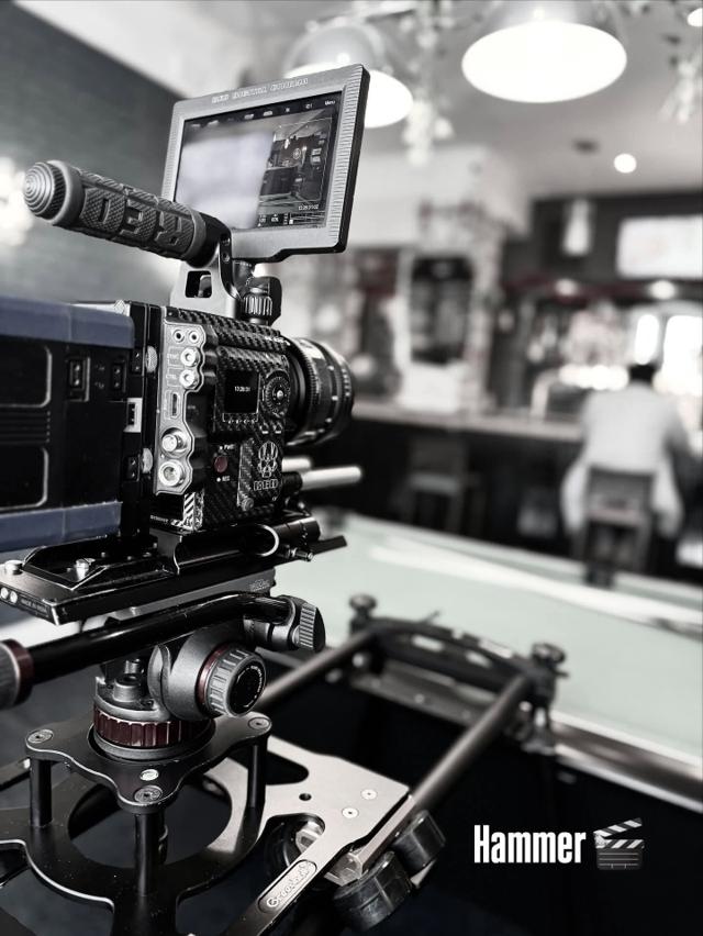 RED cinema camera set up on the set of Hammer, 2026