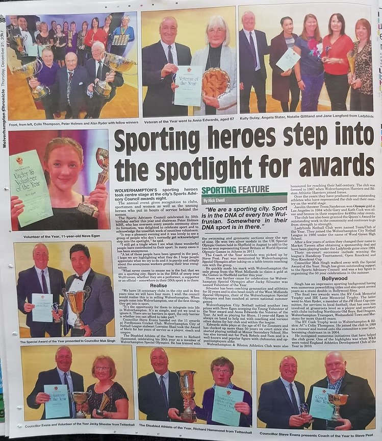 The Sporting Heroes awards in the local press